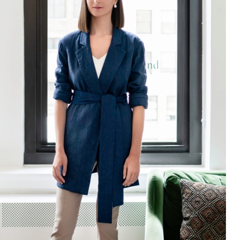 M.M. Lafleur Blueberry Imogen Stretch Linen Jacket